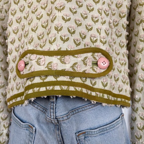 Vintage Marc Jacobs Embroidered Cream and Pink Floral Jacket size 4 - Picture 7 of 15